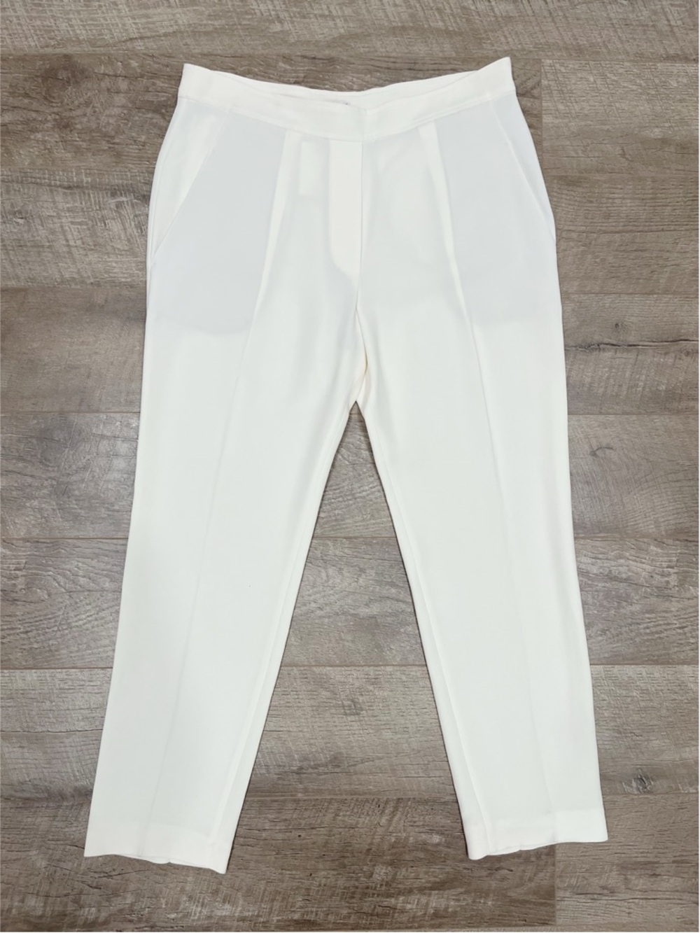 NWT Brunello Cucinelli Silk Blend White High-Waisted Tailored Trousers